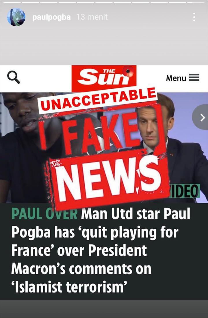 Paul Pogba marah dan mengatakan The Sun telah melakukan kebohongan Copyright: instagram.com/paulpogba