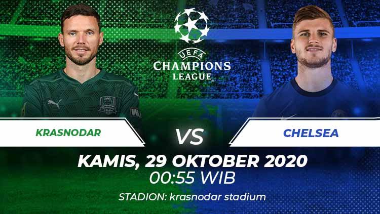 Berikut prediksi pertandingan Krasnodar vs Chelsea di ajang Liga Champions Grup E, Kamis (29/10/2020) pukul 00.55 WIB di Stadion Krasnodar.