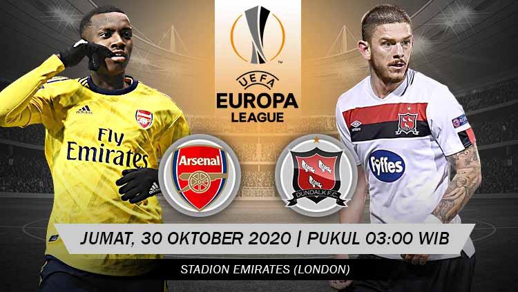 Berikut link live streaming pertandingan match 2 Grup B Liga Europa musim 2020/2021 yang akan mempertemukan Arsenal vs Dundalk