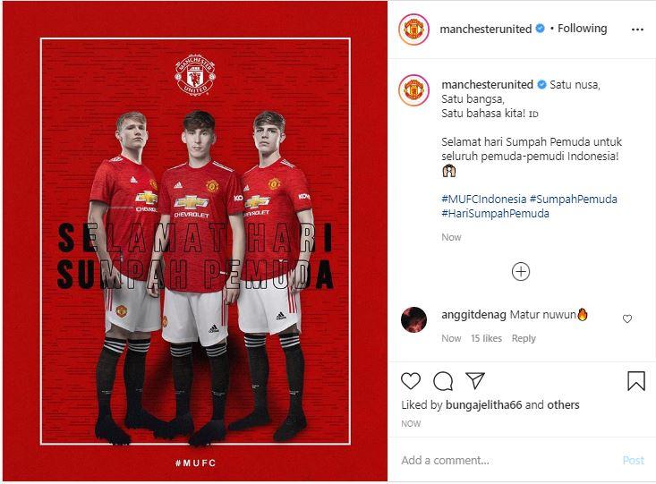 Manchester United ucapkan selamat Hari Sumpah Pemuda untuk Indonesia Copyright: instagram.com/manchesterunited