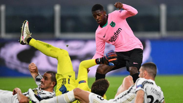 Aksi Ousmane Dembele di laga Liga Champions Juventusl vs Barcelona Copyright: Valerio Pennicino/Getty Images