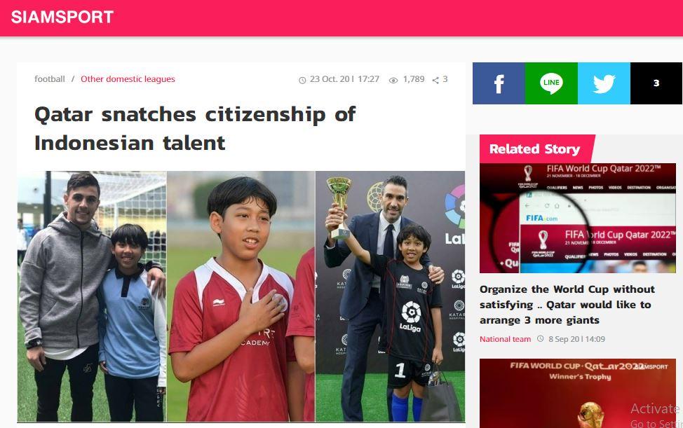Media Thailand klaim Abdurrahman Iwan kian dekat menjadi warga Qatar Copyright: siamsport.co.th