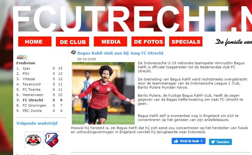 Media Belanda umumkan Bagus Kahfi gabung FC Utrecht. Copyright: fcutrecht.net