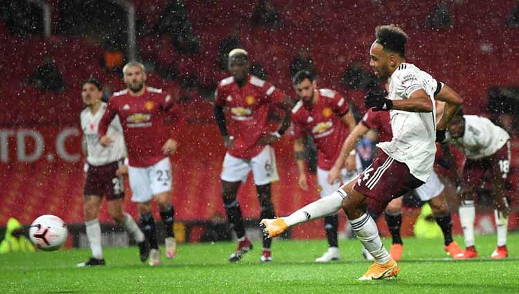 Laga pertandingan antara Manchester United vs Arsenal setelah Manchester United dikalahkan Arsenal di Liga Inggris. Copyright: Shaun Botterill/Getty Images