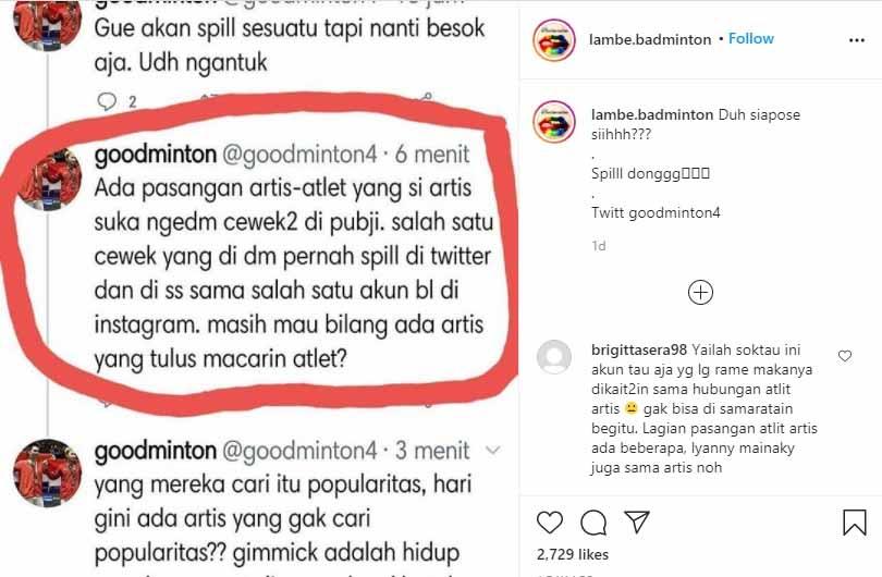 Rumor skandal pacaran atlet-artis, kekasih Gregoria Mariska gregetan. Copyright: Instagram
