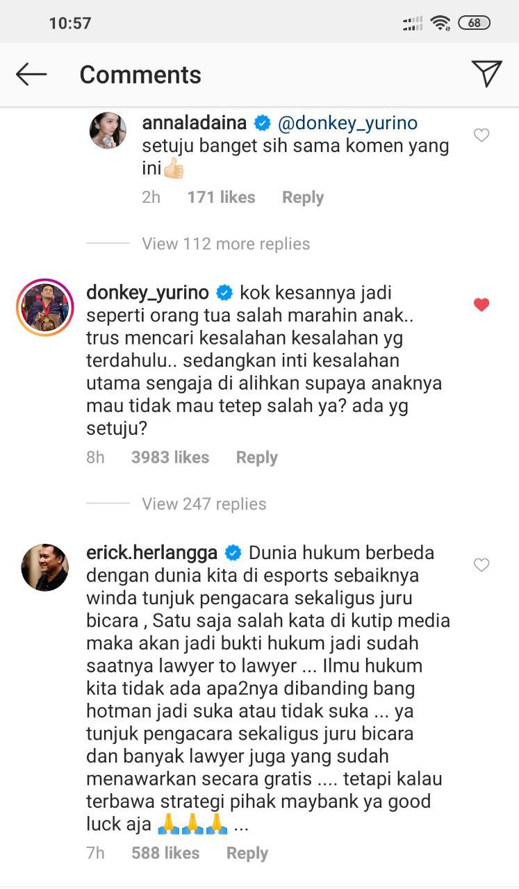 Komentar Donkey Yurino soal kasus raibnya Rp22 miliar milik Winda Lunardi Copyright: Instagram