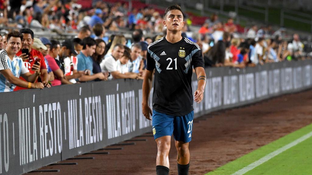 Paulo Dybala saat berlatih di kuat Argentina