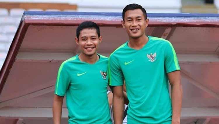 Pemain timnas Indonesia, Evan Dimas dan Hansamu Yama.