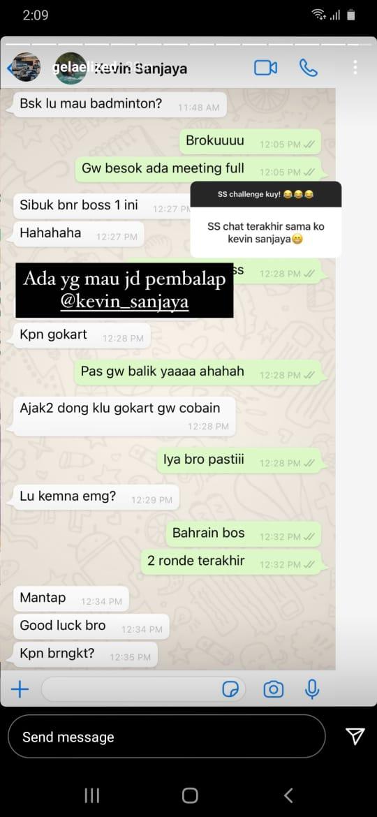 Sean Gelael Bongkar Obsesi Kevin Sanjaya Copyright: INSTAGRAM Sean Gelael
