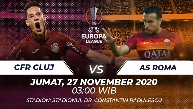 AS Roma berpeluang mengamankan tiket 32 besar saat mengadapi CFR Cluj di matchday 4 fase grup Liga Europa, Jumat (27/11/20). Berikut prediksi laga tersebut.