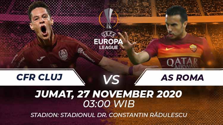 AS Roma berpeluang mengamankan tiket 32 besar saat mengadapi CFR Cluj di matchday 4 fase grup Liga Europa, Jumat (27/11/20). Berikut prediksi laga tersebut. - INDOSPORT