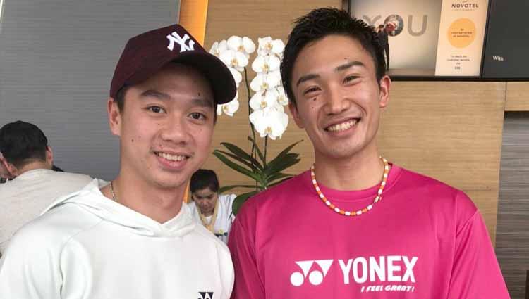 Pebulutangkis Indonesia, Kevin Sanjaya dan pebulutangkis Jepang Kento Momota.