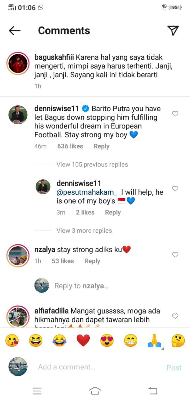 Dennis Wise beri pesan menyentuh ke Bagus Kahfi usai gagal gabung FC Utrecht Copyright: Instagram @baguskahfiii