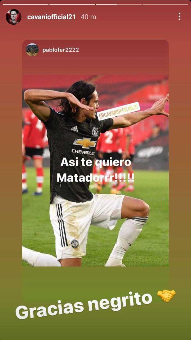 Pemain Manchester United, Edinson Cavani, diduga mengucapkan kata rasis di media sosial. Copyright: Instagram @cavaniofficial21