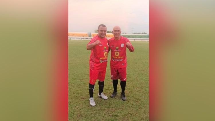 Foto terakhir Salahudin bersama mendiang legenda Barito Putera.