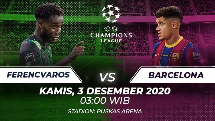 Link Live Streaming Liga Champions: Ferencvaros vs Barcelona.