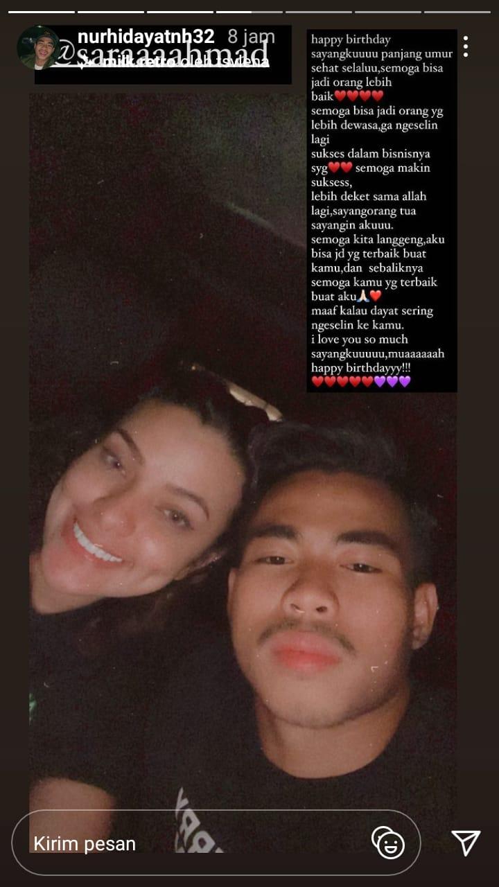 Nurhidayat haji haris memberi ucapan romantis di hari ulang tahun Sarah Ahmad Almusaiteer. Copyright: instagram.com/nurhidayatnh32
