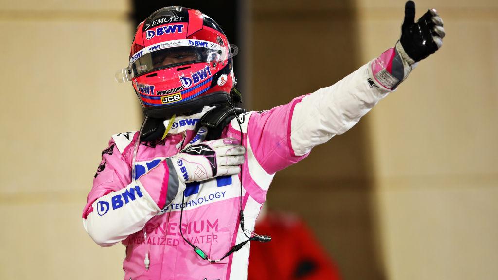 Sergio Perez berselebrasi usai menjuarai F1 GP Sakhir 2020 - INDOSPORT
