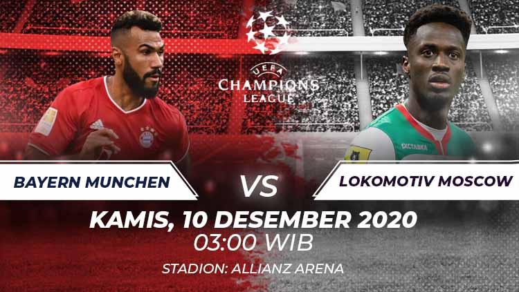 Berikut ini link live streaming pertandingan matchday 6 Grup A Liga Champions antara Bayern Munchen vs Lokomotiv Moskow pada Kamis (10/12/20) pukul 03.00 WIB.
