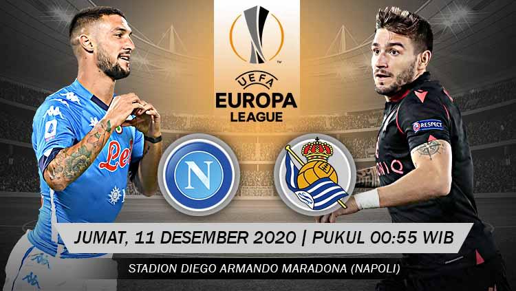 Berikut tersaji prediksi pertandingan Grup F Liga Europa 2020-2021 antara Napoli vs Real Sociedad yang akan berlangsung di Stadion Diego Armando Maradona.