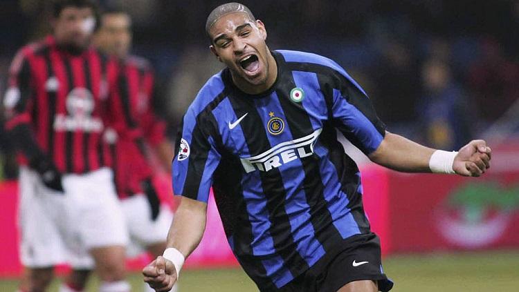 Selebrasi Adriano Leite usai membukukan gol kemenangan Inter Milan atas AC Milan di pengujung pertandingan Serie A Italia, 11 Desember 2005.