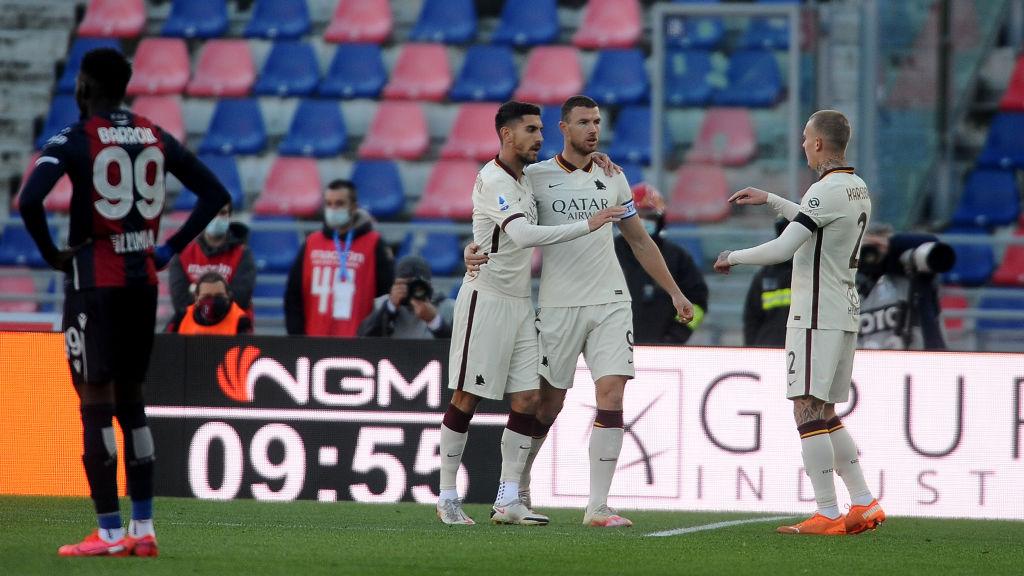 Selebrasi pemain AS Roma usai mengalahkan Bologna Copyright: Mario Carlini / Iguana Press/Getty Images