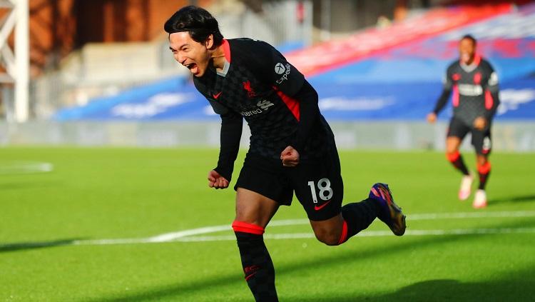 Takumi Minamino merayakan golnya di laga Crystal Palace vs Liverpool Copyright: Twitter @premierleague