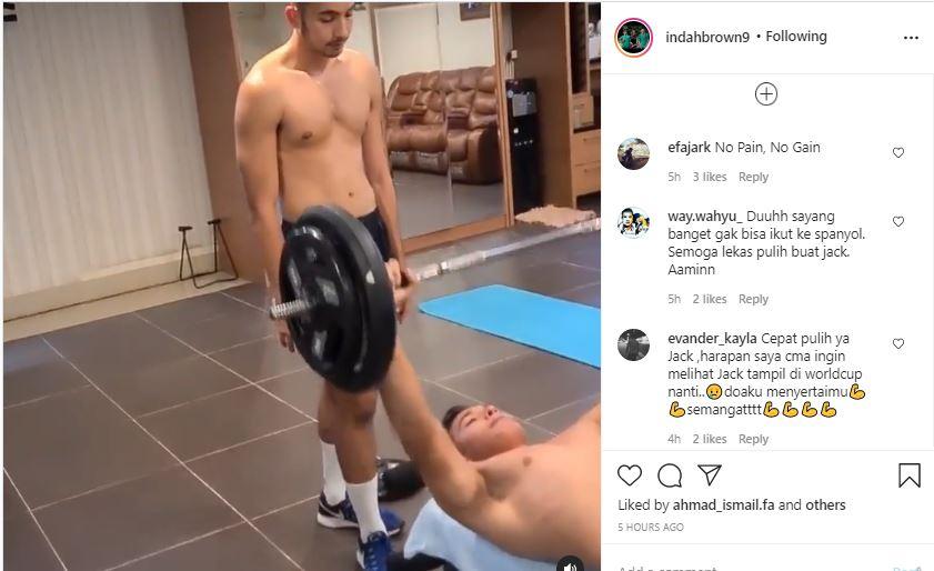 Jack Brown tetap semangat olahraga meskipun sedang cedera Copyright: instagram.com/indahbrwon9