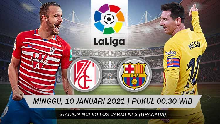 Berikut prediksi laga LaLiga Spanyol Granada vs Barcelona, Minggu (10/01/21) pukul 00:30 WIB, di mana koneksi Lionel Messi dan Pedri diyakini akan jadi kunci.