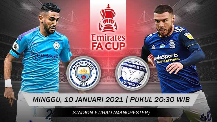Berikut link live streaming pertandingan babak ketiga Piala FA musim 2020-2021 antara tuan rumah Manchester City vs Birmingham.