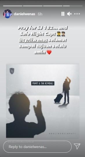 Doa Daniel Wenas untuk para korban Sriwijaya Air SJ 182 dan Kakak Kandung yang berprofesi sebagai Pilot. Copyright: instagram.com/danielwenas