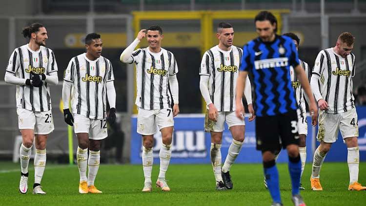 Selebrasi gol Cristiano Ronaldo di laga Inter Milan vs Juventus.
