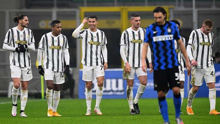 Selebrasi gol Cristiano Ronaldo di laga Inter Milan vs Juventus. - INDOSPORT