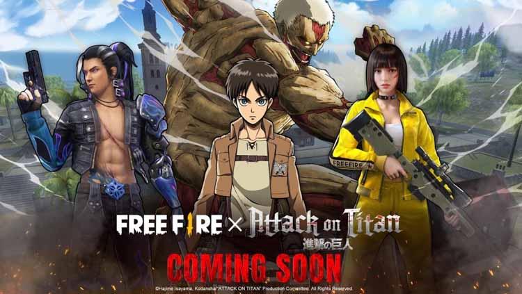Garena Free Fire merilis kolaborasi dengan serial anime populer Attack on Titan. - INDOSPORT