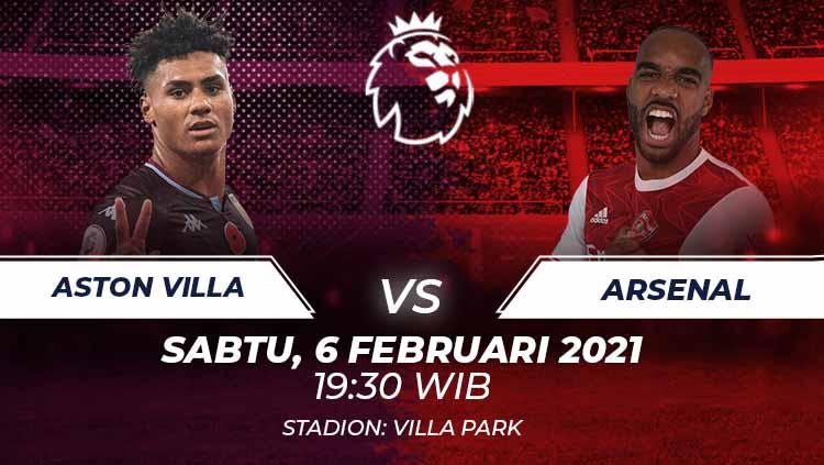 Prediksi pertandingan Liga Inggris antara Aston Villa vs Arsenal, Sabtu (06/02/21).