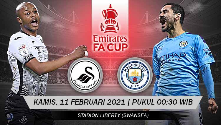 Pertandingan Swansea City vs Manchester City (FA Cup).