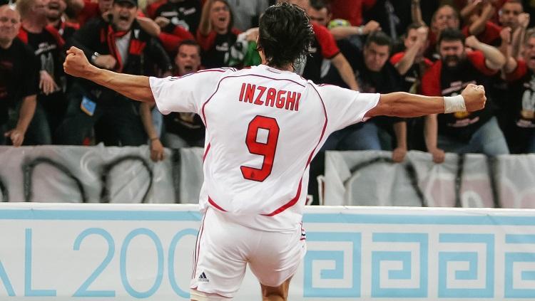 Selebrasi striker legendaris AC Milan, Filippo Inzaghi. Copyright: UEFA Champions League