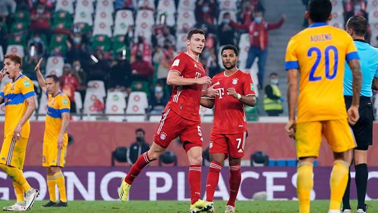 Selebrasi gol Benjamin Pavard di laga Bayern Munchen vs Tigres.