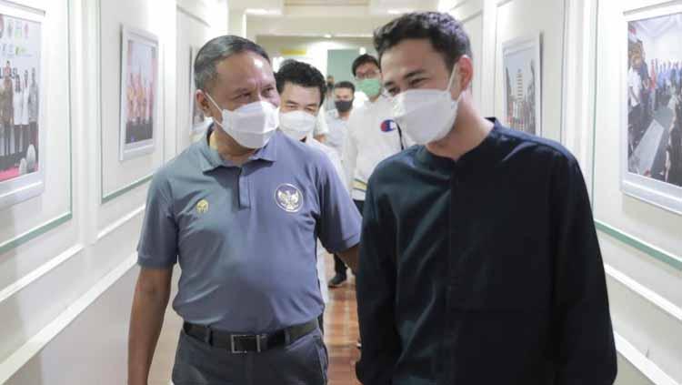 Presenter dan artis nasional Raffi Ahmad dan Menpora, Zainudin Amali.