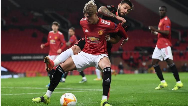 Pemandangan dalam pertandingan Liga Europa antara Manchester United vs Real Sociedad, Kamis (25/2/21).