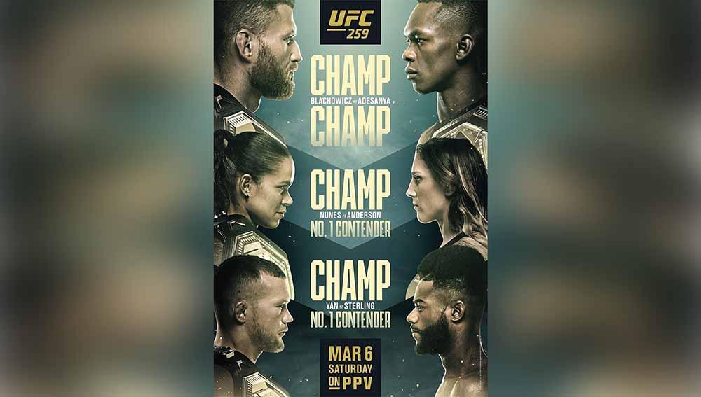 Tiga perebutan juara dunia di UFC 259. - INDOSPORT