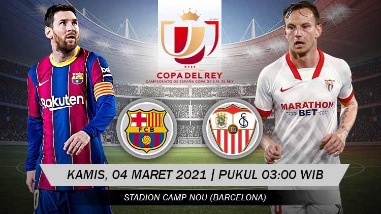 Berikut prediksi pertandingan leg 2 semifinal Copa del Rey antara Barcelona vs Sevilla, Kamis (04/03/21) dini hari dengan Blaugrana tertinggal 0-2 di leg 1.