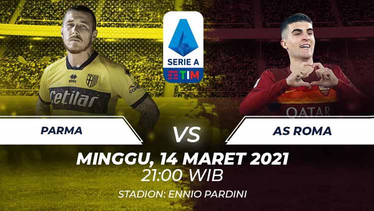 Berikut prediksi pertandingan pekan ke-27 Serie A Italia 2020-2021 yang menampilkan pertandingan yang menarik antara Parma vs AS Roma di Stadion Ennio Tardini, Minggu (14/03/21) pukul 21.00 WIB.