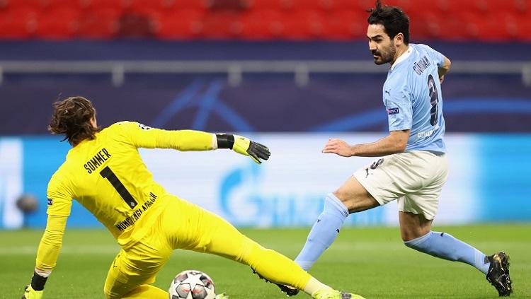 Ilkay Gundogan mencetak gol di laga Liga Champions Manchester City vs Borussia Monchengladbach Copyright: Twitter @ChampionsLeague