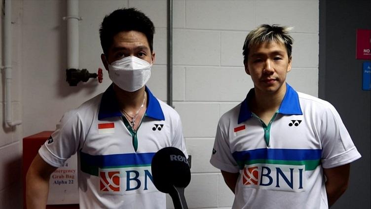 Pasangan ganda putra Indonesia, Marcus Fernaldi Gideon/Kevin Sanjaya Sukamuljo.