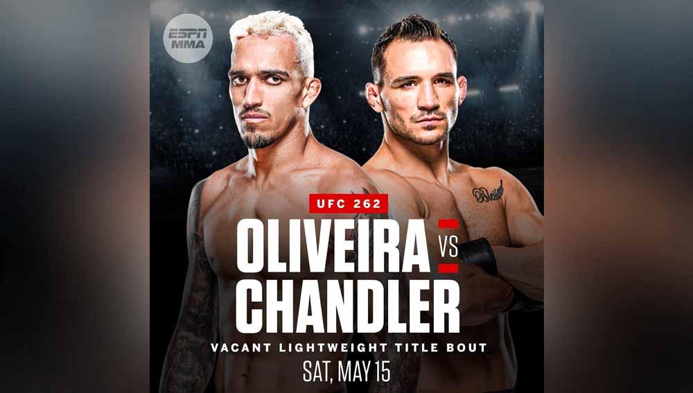 Charles Oliveira vs Michael Chandler memperebutkan gelar juara kelas ringan di UFC 262. - INDOSPORT