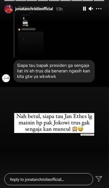 Jonatan Christie berharap curhatannya didengar oleh Presiden Joko Widodo Copyright: www.instagram.com/stories/jonatanchristieofficial/