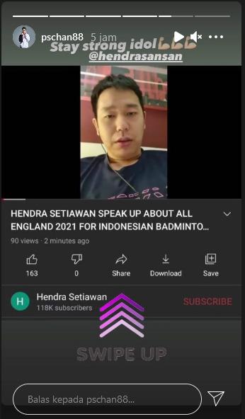 Hendra Setiawan bicarakan situasi All England 2021 Copyright: Instagram @pschan88