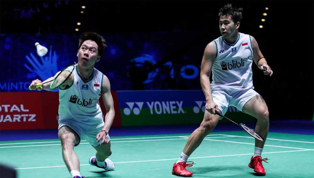 Pasangan ganda putra Indonesia, Kevin Sanjaya Sukamuljo/Marcus Fernaldi Gideon.