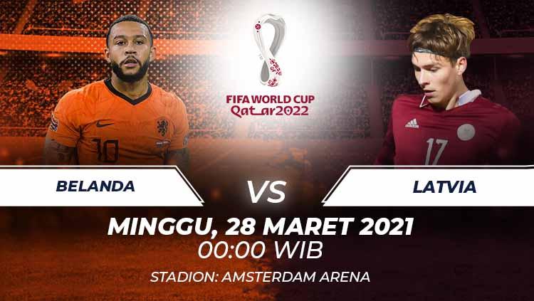 Berikut link live streaming pertandingan Kualifikasi Piala Dunia 2022 antara Belanda vs Latvia, Minggu (28/03/21) pukul 00:00 dini hari WIB.